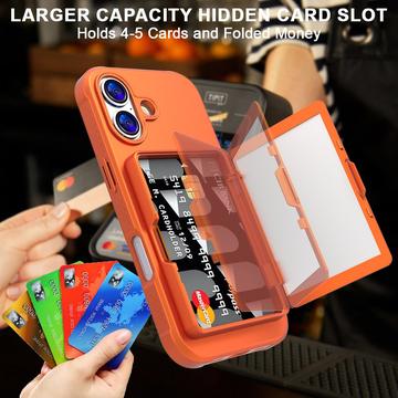 iPhone 17 Hybrid Cover med Spejl og Kortholder - Orange