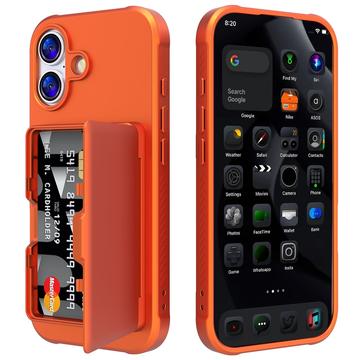 iPhone 17 Hybrid Cover med Spejl og Kortholder - Orange