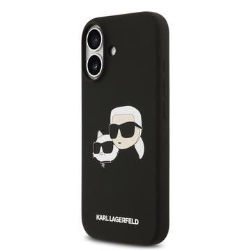 iPhone 17 Karl Lagerfeld Double Heads MagSafe cover i flydende silikone - sort