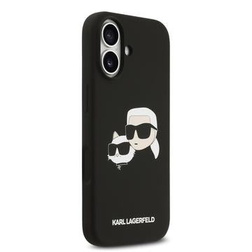 iPhone 17 Karl Lagerfeld Double Heads MagSafe cover i flydende silikone - sort