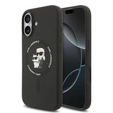 iPhone 17 Karl Lagerfeld Karl and Choupette MagSafe Cover i flydende silikone - Sort