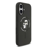 iPhone 17 Karl Lagerfeld Karl and Choupette MagSafe Cover i flydende silikone - Sort