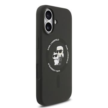 iPhone 17 Karl Lagerfeld Karl and Choupette MagSafe Cover i flydende silikone - Sort