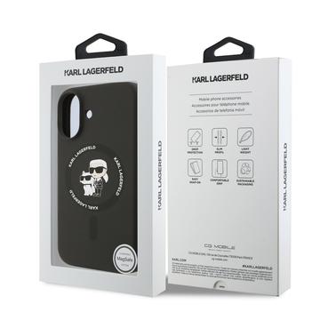 iPhone 17 Karl Lagerfeld Karl and Choupette MagSafe Cover i flydende silikone - Sort