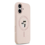 iPhone 17 Karl Lagerfeld Karl and Choupette MagSafe Cover i flydende silikone - Pink