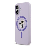 iPhone 17 Karl Lagerfeld Karl and Choupette MagSafe Cover i flydende silikone - Lilla