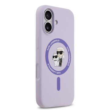 iPhone 17 Karl Lagerfeld Karl and Choupette MagSafe Cover i flydende silikone - Lilla