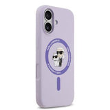 iPhone 17 Karl Lagerfeld Karl and Choupette MagSafe Cover i flydende silikone - Lilla