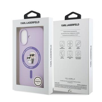iPhone 17 Karl Lagerfeld Karl and Choupette MagSafe Cover i flydende silikone - Lilla