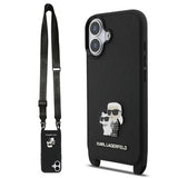 iPhone 17 Karl Lagerfeld Saffiano Crossbody Metal Karl & Choupette Cover - Sort