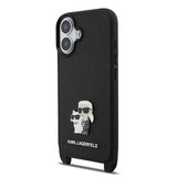iPhone 17 Karl Lagerfeld Saffiano Crossbody Metal Karl & Choupette Cover - Sort