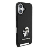 iPhone 17 Karl Lagerfeld Saffiano Crossbody Metal Karl & Choupette Cover - Sort