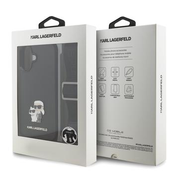 iPhone 17 Karl Lagerfeld Saffiano Crossbody Metal Karl & Choupette Cover - Sort