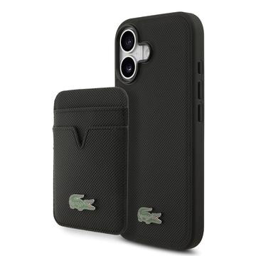 iPhone 17 Lacoste Iconic Petit Pique MagSafe cover og magnetisk kortholder - Sort