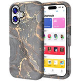iPhone 17 luksus marmor hybrid cover - sort / guld