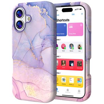 iPhone 17 luksus marmor hybrid cover - blå / pink