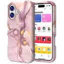 iPhone 17 luksus marmor hybrid cover - lilla / guld