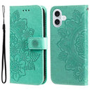 iPhone 17 Mandala Series Etui med Pung - Grøn