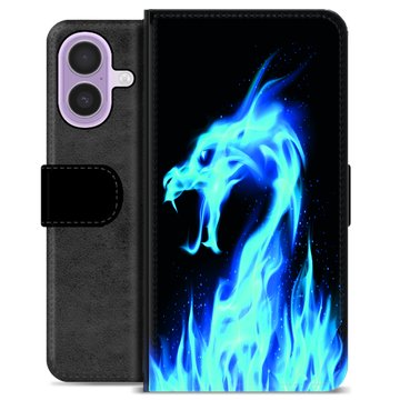 iPhone 17 Premium Flip Cover med Pung - Blå Ild Drage