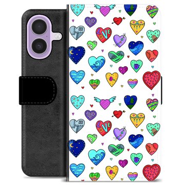 iPhone 17 Premium Flip Cover med Pung - Hjerter