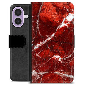 iPhone 17 Premium Flip Cover med Pung - Rød Marmor