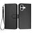 iPhone 17 Premium Wallet-etui med rem - kulfiberstruktur - kulsort