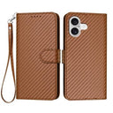 iPhone 17 Premium Wallet-etui med rem - kulfiberstruktur - Kulstofkaffe