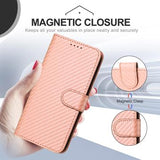 iPhone 17 Premium Wallet-etui med rem - kulfiberstruktur - Kulstoflyserød