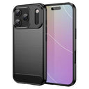 iPhone 17 Pro Børstet TPU Cover - Karbonfiber - Sort