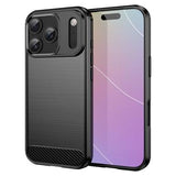 iPhone 17 Pro Børstet TPU Cover - Karbonfiber - Sort