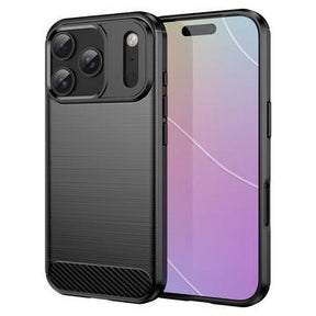iPhone 17 Pro Børstet TPU Cover - Karbonfiber - Sort
