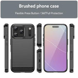 iPhone 17 Pro Børstet TPU Cover - Karbonfiber - Sort