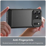 iPhone 17 Pro Børstet TPU Cover - Karbonfiber - Sort