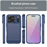 iPhone 17 Pro Børstet TPU Cover - Karbonfiber - blå