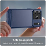 iPhone 17 Pro Børstet TPU Cover - Karbonfiber - blå