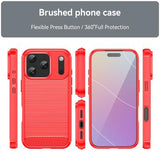 iPhone 17 Pro Børstet TPU Cover - Karbonfiber - rød