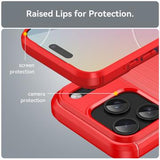 iPhone 17 Pro Børstet TPU Cover - Karbonfiber - rød
