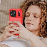 iPhone 17 Pro Børstet TPU Cover - Karbonfiber - rød