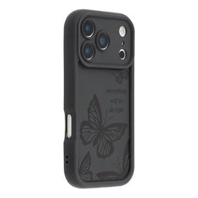 iPhone 17 Pro TPU-cover med Sommerfugleprint - Sort
