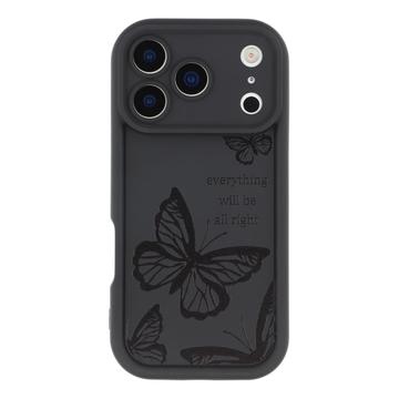 iPhone 17 Pro TPU-cover med Sommerfugleprint - Sort