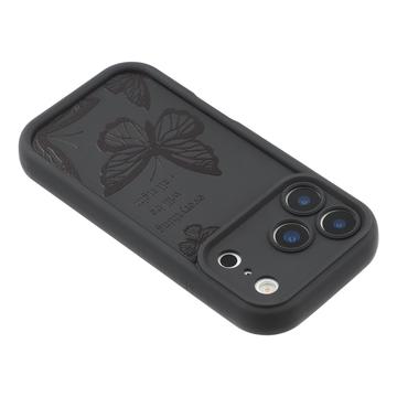 iPhone 17 Pro TPU-cover med Sommerfugleprint - Sort