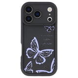 iPhone 17 Pro TPU-cover med Sommerfugleprint - Lilla / Sort
