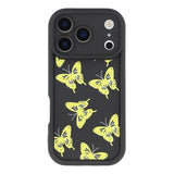 iPhone 17 Pro TPU-cover med Sommerfugleprint - Gul / Sort