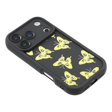 iPhone 17 Pro TPU-cover med Sommerfugleprint - Gul / Sort