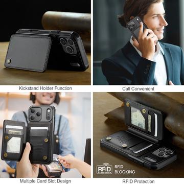 iPhone 17 Pro Caseme C22-etui RFID-kortpung - Sort