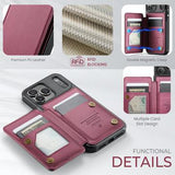 iPhone 17 Pro Caseme C22-etui RFID-kortpung - rød