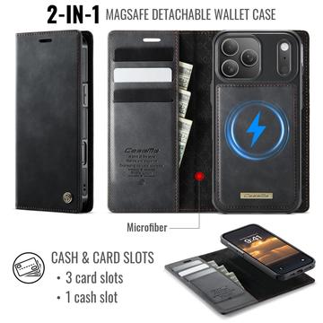 iPhone 17 Pro Caseme C49 2-i-1 aftagelig pungetui - MagSafe-kompatibel, RFID - Sort