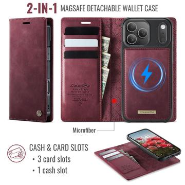 iPhone 17 Pro Caseme C49 2-i-1 aftagelig pungetui - MagSafe-kompatibel, RFID - Rød