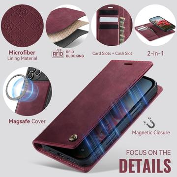 iPhone 17 Pro Caseme C49 2-i-1 aftagelig pungetui - MagSafe-kompatibel, RFID - Rød
