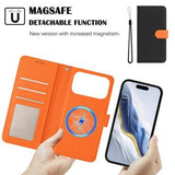 iPhone 17 Pro aftageligt pungetui med MagSafe, RFID-beskyttelse og håndrem - sort / orange